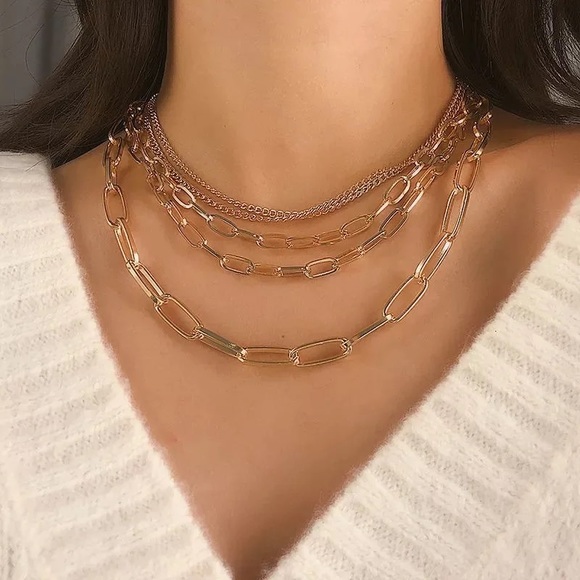 Zara Gold Chains Multi Big Link 1-Chain 5-Layered Necklace NEW - Picture 11 of 16